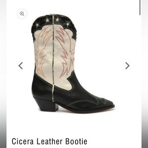 Schutz Cicera Leather Bootie 10 / Black / Atanado Leather cowboy western